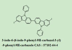 OLED Intermediates 3-Iodo-6-(6-iodo-9-phenyl-9H-carbazol-3-yl)-9-Phenyl-9h-Carbazole 57102-64-4 with 98% Purity for Industrial Use