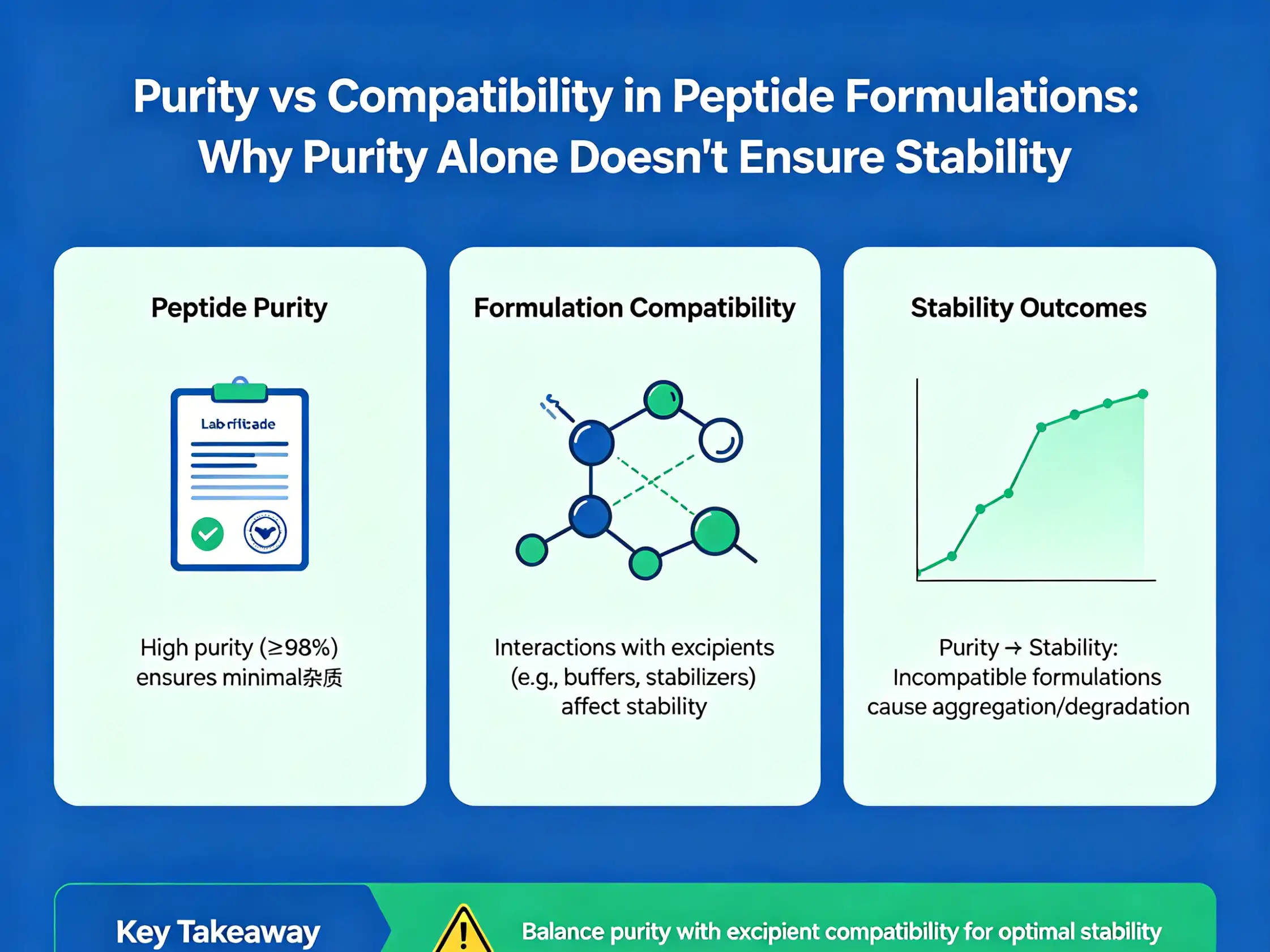 Purity vs compatibility in peptide formulations