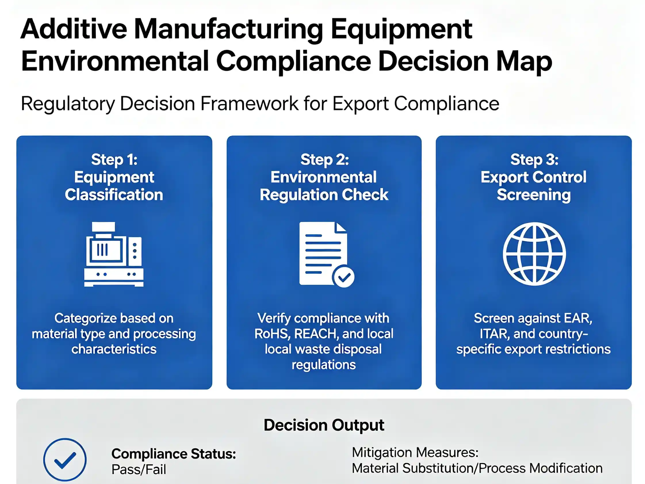 Regulatory decision framework for export compliance Environmental compliance decision mapping for additive manufacturing equipment